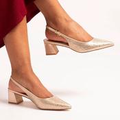Lunar  Block Heeled Sling Back Pumps - Milan - Gold image