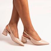 Lunar  Block Heeled Sling Backs - Nicola - Nude image