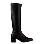 Miss Elastic Ladies Block Heeled Knee Boots - 75310 - Black