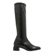 Miss Elastic Ladies Block Heeled  Knee Boots - 75349 -Black