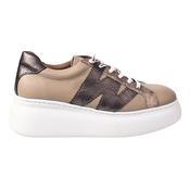 Wonders  Ladies Flatform Trainers - A-2670 - Taupe image