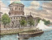 Guinness Barge Passing The Four Courts. c1900