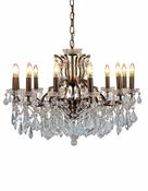 12 Branch Shallow Bronze Glass Chandelier image