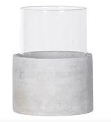 Small Round Glass and Cement Hurricane
