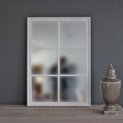 Medium 6 Pane Antique White Window Mirror