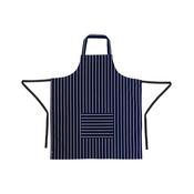 Butchers Bib Apron &amp; Pocket Navy &amp; White Stripe 103-069 image