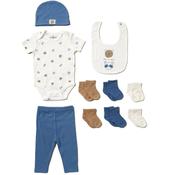100% Cotton 10 Piece Baby Gift Set Blue-New Born image