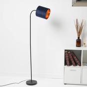 Hove Metal Floor Lamp with Velvet Navy Shade and Copper Lining image