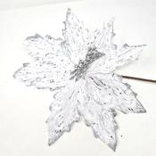 White Glitter Edge Poinsettia Christmas  Flower