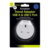 European Travel Adaptor USB A &amp; USB C Port image