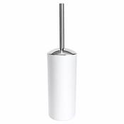White Toilet Brush with Silver Holder image