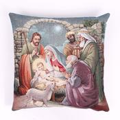 Wise Men Visit Tapestry Christmas Cushion Cover 
