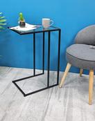 Metal Sofa Table Black with Tempered Glass