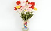 Sunburst Poppies in Glass Vase
