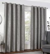 Geo Triangles Silver Interlined Readymade Eyelet Curtains 66x72" image