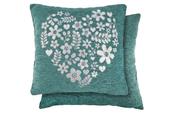 Amor Heart Chenille Cushion Cover Aqua