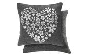 Amor Heart Chenille Cushion Cover Charcoal