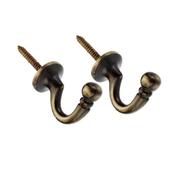 Pack Of 2 Ball Curtain Tie Back Hooks - Antique Brass image
