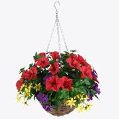 Artificial Hanging Basket Flower Arrangement Petunia 12"