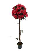 Artificial Rose Tree Red  with Round Bush 120cm image