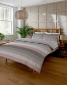 Azure Stripe Duvet Cover Set Grey &amp; Pink image