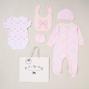 Baby Girls Pink Bow 5 Piece Gift Set-New Born