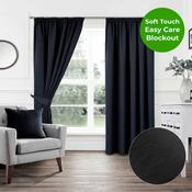 Blockout Pencil Pleat Curtains, Black-46x54" (117x137cm) 