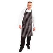 Butchers Bib Apron &amp; Pocket Black &amp; White Stripe 103-070 image