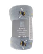 Flannel Throw Grey Bee 120x150cm