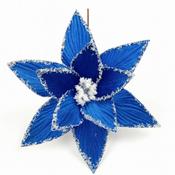 Blue Glitter Christmas Poinsettia