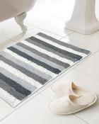 100% Cotton Tonal Stripe Bath Mat Grey