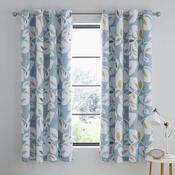 Catherine Lansfield Inga Leaf Teal Eyelet Curtains 66x72" image