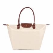 Cream Tote Handbag with Brown Handles by Gessy image