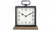 Metal Clock With Wooden Base image