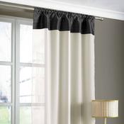 Cream Voile Curtain Panel with Black Pintuck Top