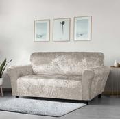 Crushed Velvet Stretch Sofa Cover Natural-1 Seater