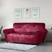 Crushed Velvet Stretch Sofa Cover Wine-1 Seater image
