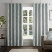 Duck Egg Blue Eyelet Damask Curtains by Curtina-66x72" (168x183cm)
