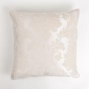 Chenille Cushion Cover Damask Ivory 17"
