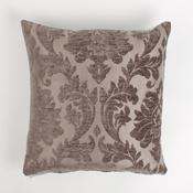 Chenille Cushion Cover Damask Charcoal 17"