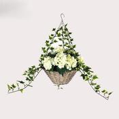 Artificial Hanging Basket Flower Hydrangea Cream 12"