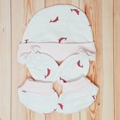 Dolphin Hat Mitten &amp; Bootie Set Pink image