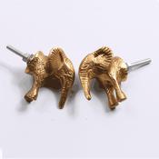 Gold Elephant Door Knobs 2 Pack