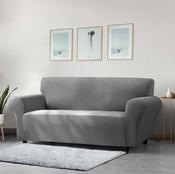 Faux Mink Velvet Sofa Cover Charcoal-1 Seater