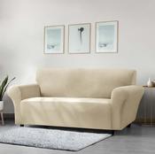 Faux Mink Velvet Sofa Cover Beige-1 Seater