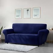 Faux Mink Velvet Sofa Cover Navy-1 Seater