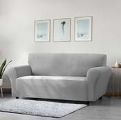Faux Mink Velvet Sofa Cover Silver-1 Seater