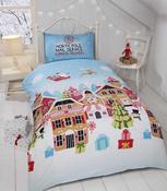Gingerbread Town Christmas Duvet Cover Set Single