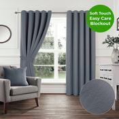 Blockout Grey Eyelet Curtains-66x54" (168x137cm) image