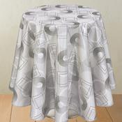 Grey Geometric Circle &amp; Rectangle Oil Cloth